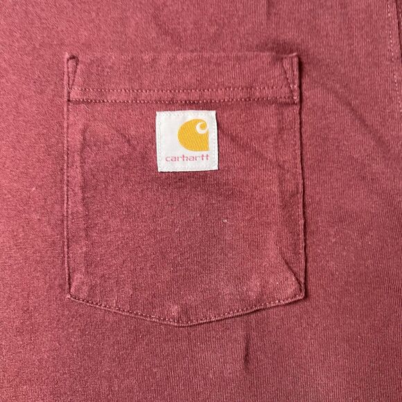 Carhartt Shirt Men’s L Red Solid Short Sleeve Crew Neck Tee Pocket K87 PRT - Picture 3 of 6